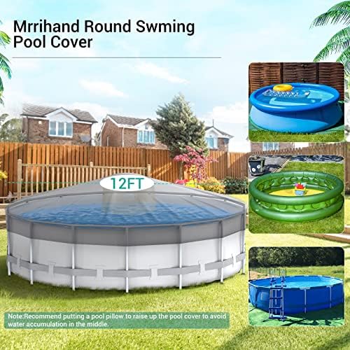 Капак за басейна Mrrihand, Кръгла слънчево покритие за басейни с дължина 12 метра за наземни басейни, капак за хидромасажна