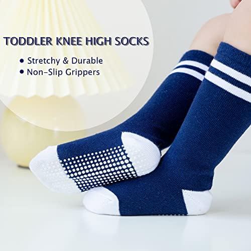 Чорапи до коляното EPEIUS с захват без приплъзване За деца, Спортни Чорапи на райета за момчета и момичета, 5 бр.