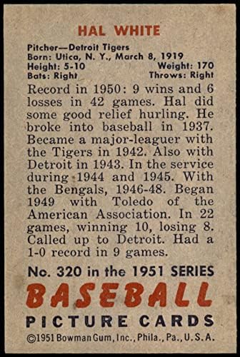 1951 Боуман 320 Хал Уайт Детройт Тайгърс (Бейзболна картичка), БИВШ Тайгърс