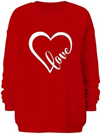 JJHAEVDY Дамски Hoody с Надпис Love Heart, Ризи на Ден, Свети Валентин, Графичен Пуловер с дълъг ръкав и кръгло деколте,