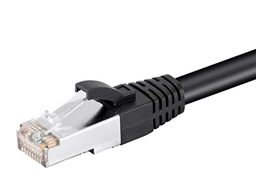 Пач-кабел Monoprice Cat6 PoE Ethernet - 5 метра - Черен | 600 В, Екраниран RJ-45, Плътен, 550 Mhz, STP (U / FeetP), 24AWG