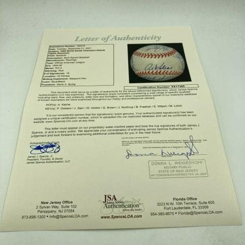 1968 Отбор на Шампионите от Световна серия Детройт Тайгърс Подписа бейзболен договор с JSA COA - Бейзболни топки с автографи