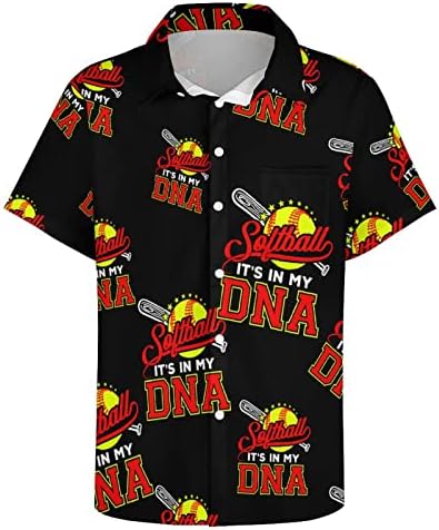 Мъжка риза Softball is in My DNA Обичайните Размери, Топ копчета с Къс ръкав и джоб