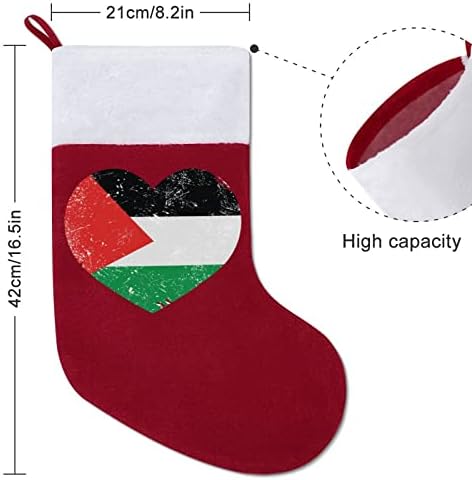 Палестина Ретро Сърцето Флаг Червен Коледни Празници Чорапи Дом Декорации за Коледната Елха Камина Окачени Чорапи