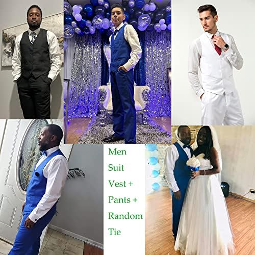 Мъжки костюми XUELC, Комплект от 2 теми, Жилетка + Панталони + Вратовръзка, Оборудвана Случайни Жилетка с V-образно деколте,