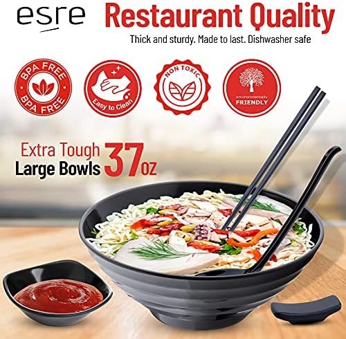 ESRE 2 комплекта (12 парчета) Японска купа за рамена обем 37 грама с пръчици за хранене и лъжици | Азия Китайската Голяма