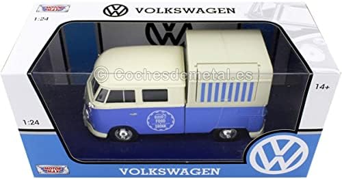 Volkswagen Type 2 (T1) Пикап Food Truck Кремаво-син цвят, изработена под налягане модел 1/24 от Motormax