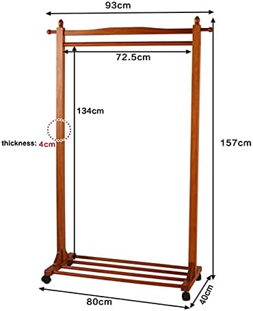 Дървена Закачалка за дрехи ZJDU, богат на функции Закачалка за дрехи количка в Спалнята, с Рафтове за съхранение и 2
