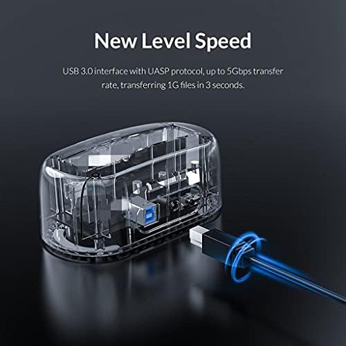 LXXSH 3,5-Инчов USB-SATA Прозрачен Док-станция за твърд диск USB3.0 5 Gbit/s с Адаптер на захранване 12V