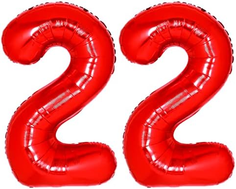 Гигантски 40-Инчов Червено 22 Балон Номер на 22-ри Въздушен Балон на Рожден Ден от Mylar 22 Червен Балон на 22-ри Рожден
