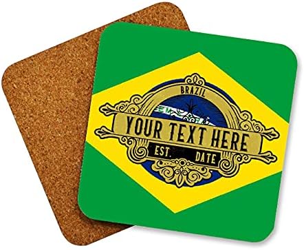 Персонализирана Подложка за бар-шкафове с Флага на Бразилия, отварачка за бутилки в тон и Подаръчен комплект от 4 на