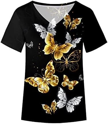 Блузи с пеперуди за Жени, Лятна Ежедневни тениски с V-образно деколте, Потник Свободно, Намаляване, Дамски Модни Блуза