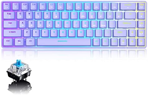 Жичен Детска Клавиатура LexonElec 60%, Ультракомпактная Механична Клавиатура с подсветка RGB, Синия Ключ, Водоустойчив
