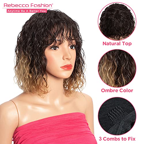 Ребека Модни къси къдрави перуки, изработени от човешка коса за черни жени, сладък къса къдрава перуки-фасул, естествени