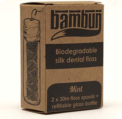 Екологично Чиста Биоразлагаемая конец за зъби от естествена коприна: за многократна употреба стъклен флакон с две 30-метрови