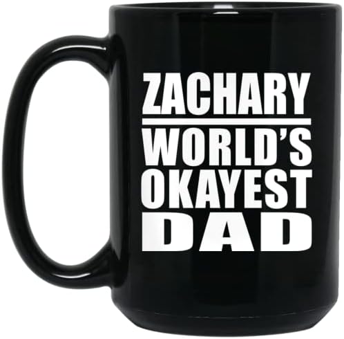 Designsify Най-Добър баща на света Захари, Черна утайка от Чаша на 15 унция, Керамични Чаена Чаша, Прибори за напитки