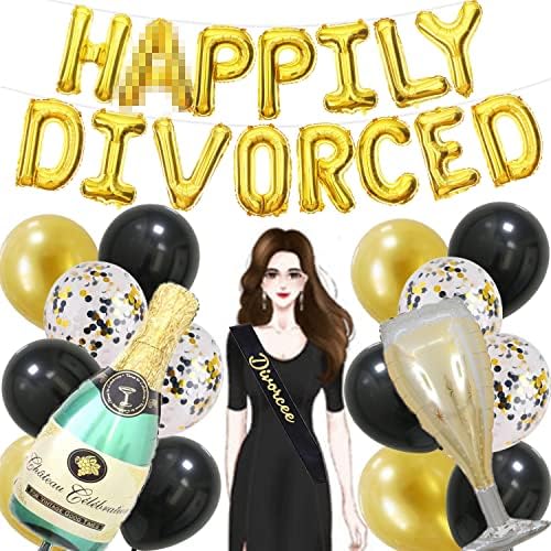 В комплект бижута за бала в чест на развод влиза балон от фолио РАЗВЕДЕН + 1 Пояс Разведенка + 1 балон от бутилки шампанско
