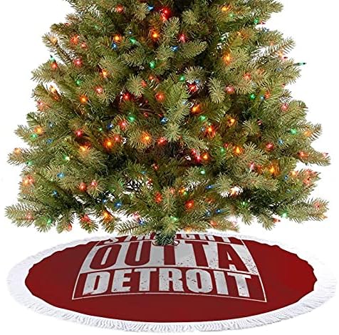 Точно От Детройт Коледно Дърво Мат Пола Дърво Базовата Кутията с Пискюли за Празнични Партита, Коледни Украси 48 x48