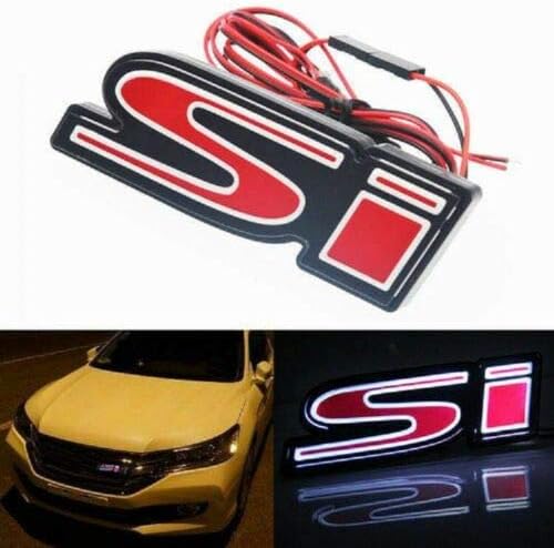 3D LED Червена Икона SI Емблема на Светлина и Предната Решетка, Украшение Емблемата На Honda Civic