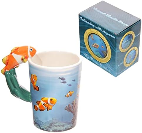 Керамична Чаша Puckator Lisa Паркър с дръжка във формата на Риба-Клоун в кутия за Подарък с тон, Смесена, Височина Широчина