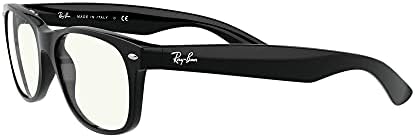 Квадратни слънчеви очила Ray-Ban RB2132F New Wayfarer с нисък мост, Черен / прозрачен, 52 мм
