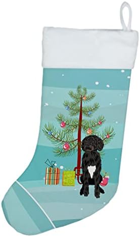 Carolin's Treasures WDK3007CS Doodle Черно-бял 2 Коледни Чорапи, чорапи за окачване на камината, Коледен Сезон, декорация
