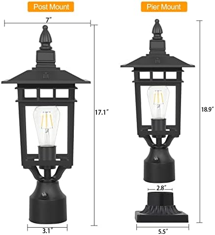 Krychiler Уличен лампа на сноп от Здрач до Зори с основание за определяне на кея, 2 опаковки Непромокаеми Лампи стълбове