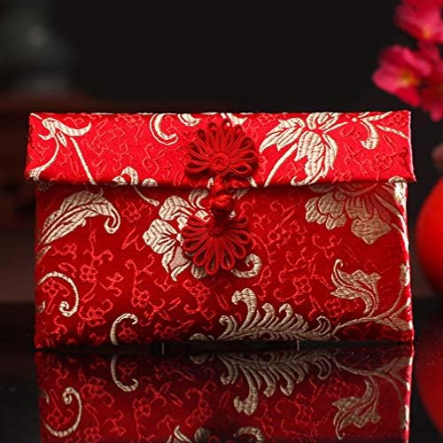 Чанти NUOBESTY Китайски Червен Плик 2 бр Червен Пакет в Китайски Стил Щастлив Торбичка Паричен Чанта Празнични идеи за