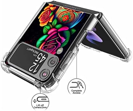 Калъф Beaucov Galaxy Z Flip 4, Цветна Мандала с Цветен Модел на Черепа, Защита От падане, устойчив на удари Калъф от