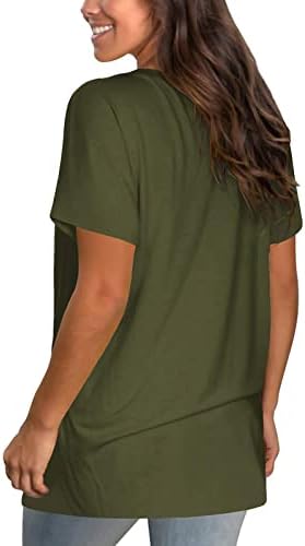 Облекло 2023 Година с Къс ръкав, Модни Памучен Базова Тениска с V-образно деколте за Момичета, Есента-Годишната Женска