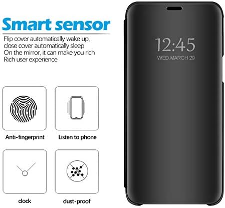 【Огледало】 за Samsung Galaxy S22 5G Флип калъф Clear View Cover Коварен и Огледално Покритие PC Защитно Поставка за цялото
