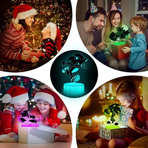PLGPSM Коледни Играчки за деца, 3D лека нощ за деца, 5 Рисунки, 16 Сменяеми цветове, Аниме, Играчка Лампа с дистанционно