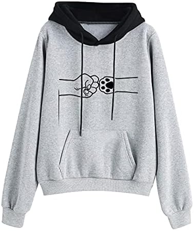 BEUU/ Женски Есенно-Зимните Модни Жилетки, Пуловер с Дълъг Ръкав, Hoody с Сладък Котка, Ежедневни Жилетки, Блузи за Момичета