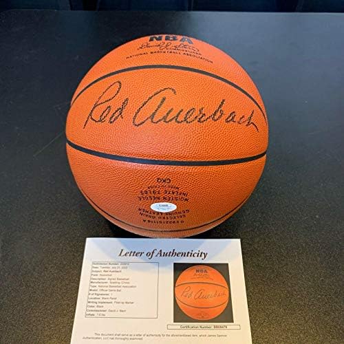 Рядко Ед Ауэрбах Подписа Сполдинга В Официалната игра NBA Баскетбол JSA COA Селтикс - Баскетболни Топки с Автографи