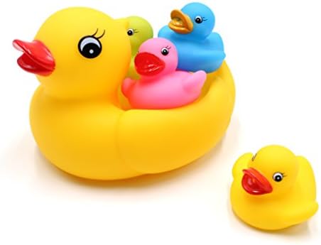Комплект за игра на ванночку с плаващи гумени уточками DOPHYRANIX от 5 теми - Включва 1 гигантското пате-на майка и 4