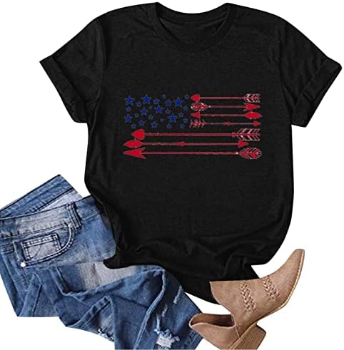 Ризата на Деня на Независимостта за Жени, Американският Флаг, на 4 юли, Тениска, Блуза с Къси ръкави, елегантно облечен