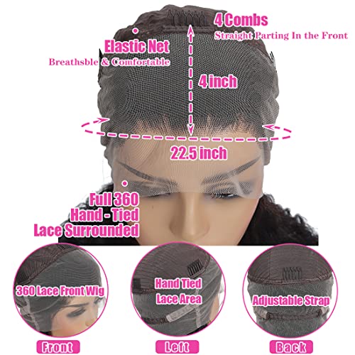 360 HD Перуки от естествена Коса на Дантели с дълбока Вълна, Перуки, изработени от Човешка Коса за черни жени, 150% Плътност,