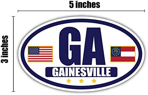 Флаг на Грузия /Американски Флаг Овалния 3 м Vinyl Броня Стикер Стикер | Тъмно Синьо и Златно Gainesville, Джорджия Стикер