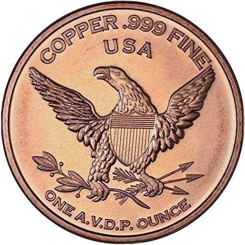Частен монетен двор, Кръгла монета от чист мед с тегло 1 унция 999 проба (САЩ - Единна нация под властта на Бога)