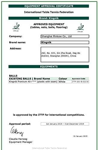 Kingnik 12 Топки Премиум-клас 40 + 3 * за пинг-понг - Топки за тенис на маса, Одобрени от ITTF за официални състезания...