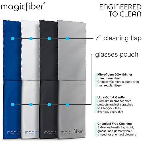 Набор от точки от микрофибър MagicFiber - 6 Опаковки Салфетки за почистване на + 4 Опаковки Мек калъф за очила