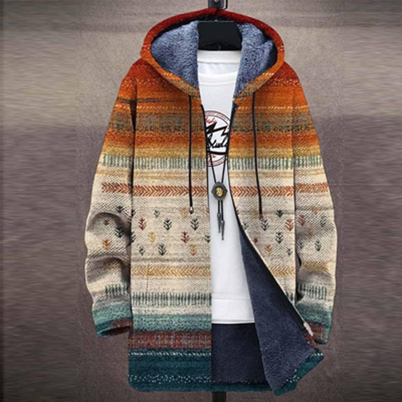 TAKSUN, Винтажное палто с качулка в стил Мозайка с 3D-принтом, Мъжки Есенното Яке със средна дължина на цип, Зимна Мъжка