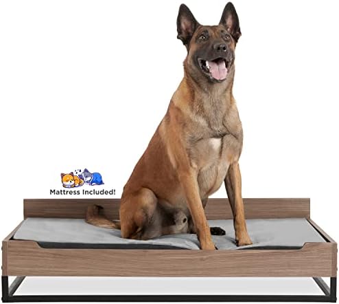 Дървени къщи за кучета и Кушетка за куче с Водоустойчив матрак, Голяма или много Голяма Повдигнати легло за домашни любимци