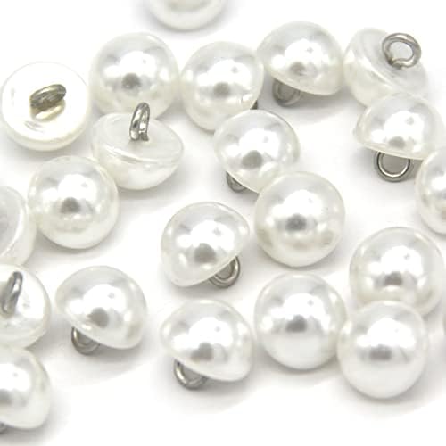 USOSOU 10 мм Полукръгли Перлени Копчета, Полукръгли Бели Копчета от изкуствени Перли за Шиене, Блузи, Поли, Сватбени