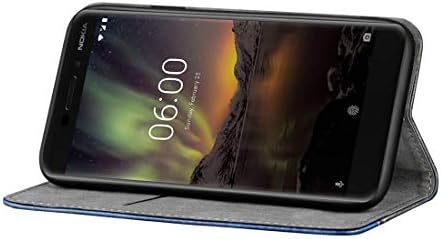 Калъф за мобилен телефон, бизнес Обикновен кожен калъф-книжка с хоризонтална отстрочкой за Nokia 6 (2018 г.), с титуляра,