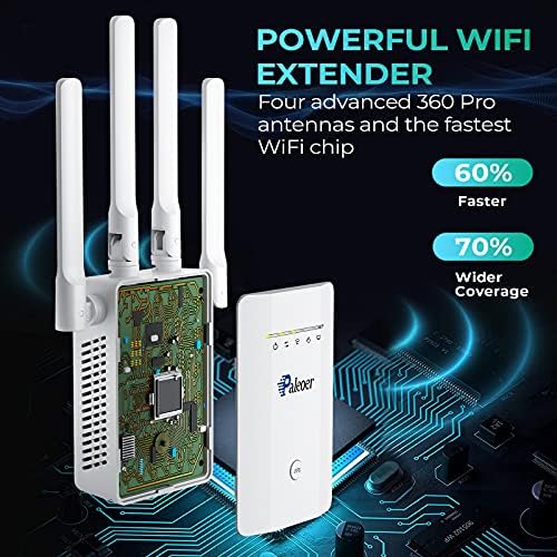 2022 WiFi Продължавам Усилвател на сигнала с широк обхват до 8600 кв. фута и над 40 устройства, Интернет-усилвател за