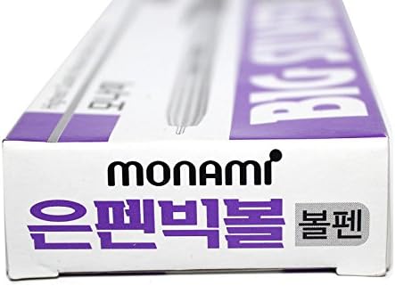 Химикалка писалка Monami Big Silver X12, плат, кожа за рязане - 1,0 мм - Сребърни мастила - Опаковка от 12 дръжки