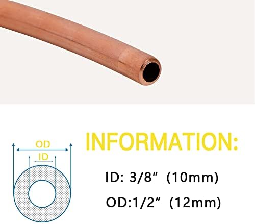 Тръба от Чиста Мед Tynulox 1/2 OD × 3/8ID × 3 ФУТ Дължина на Хладилни Тръба Мека Макара 110 Медни Тръби Безшевни Кръгли