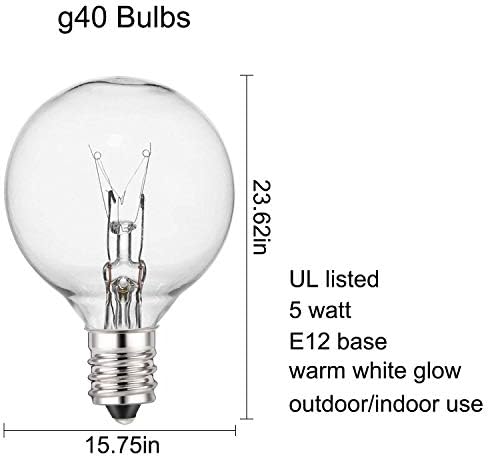 Upook 6 Опаковки крушки G40 Globe с Цокъл C7/E12 за вътрешна и Външна употреба, 5 Вата Прозрачни Сменяеми Лампи G40 за