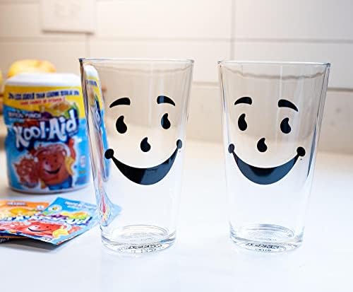 Пинтовые чаши Toynk Kool-Aid Man на 16 унции, комплект от 2 | Голяма Стъклена посуда за вода, Сок, студен Чай, Коктейли